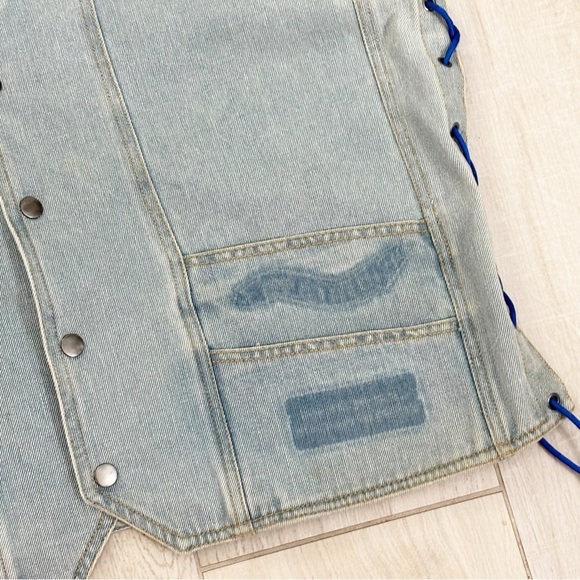 Vintage DIAMOND PLATE Women’s Plus LIVE TO RIDE Denim Biker Vest Patches Size 2X - Picture 5 of 8
